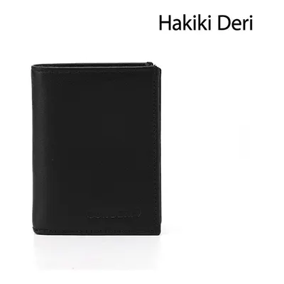 GÖNDERİ(R) Erkek Siyah Hakiki Deri Dikey Cüzdan