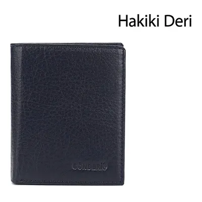 GÖNDERİ(R) Erkek Açık Lacivert Hakiki Deri Dikey Cüzdan