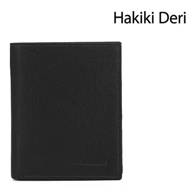 GÖNDERİ(R) Erkek Siyah Hakiki Deri Dikey Cüzdan