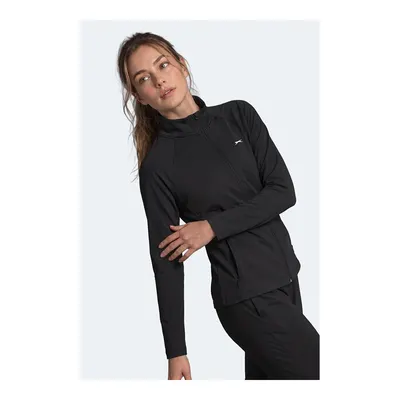SLAZENGER Razor Kadın Dik Yaka Fermuarlı Siyah Sweatshirt