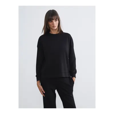 Siyah Soft Touch Oversize Kadın Sweatshirt