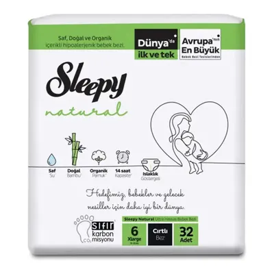 Sleepy Bebek Bezi Natural 6 Beden Xlarge 15-25 kg 32li Paket