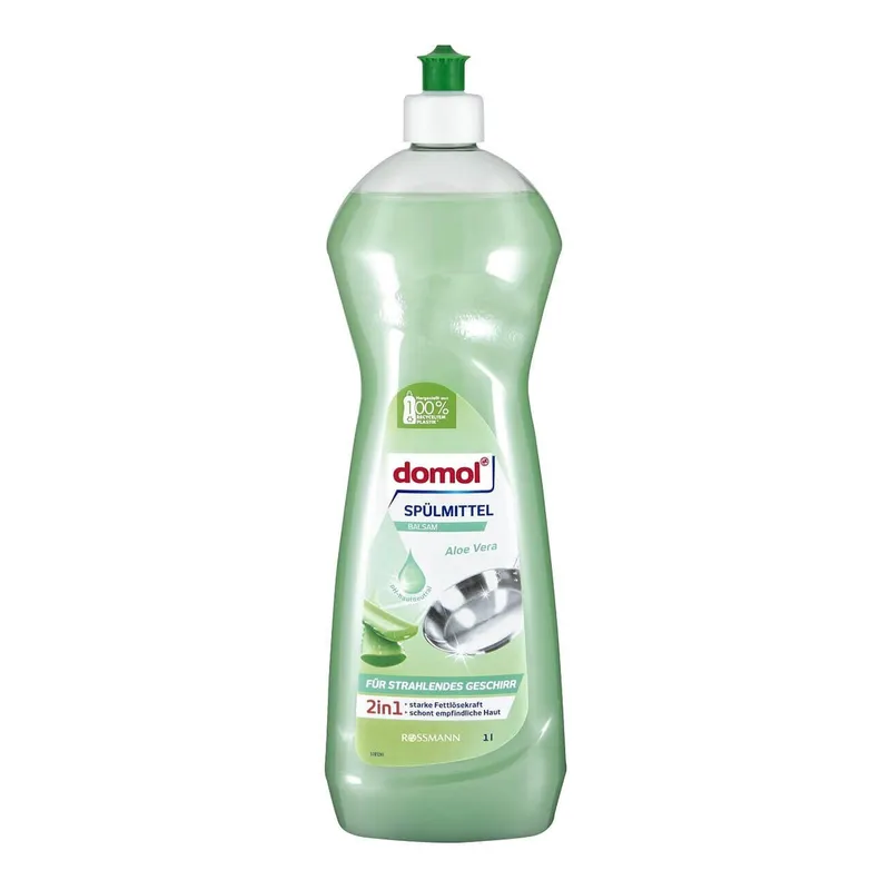 Domol Bulaşık Deterjanı Balsam Aloe Veralı Yüksek Yağ Çözme Gücü Elde Yıkama 1000 ml, görsel 1