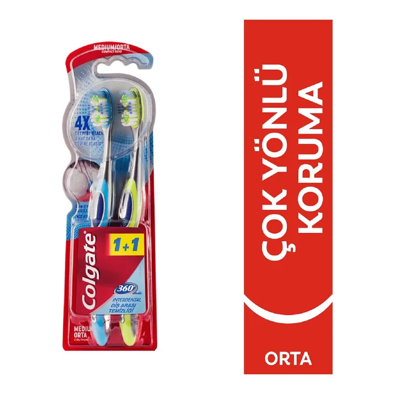 Colgate Diş Fırçası 360 1+1 Interdental Orta 2'li, görsel 1