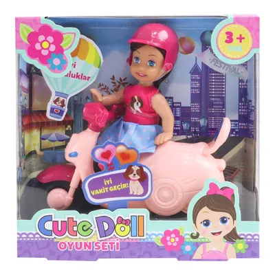 Mega Sevimli Bebek Motorsikletli Koyu Pembe Kasklı