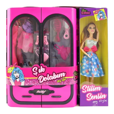 Anlily Elbise Dolabı Bebekli Koyu Pembe