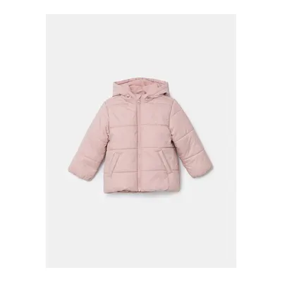 Pembe Kapüşonlu Kız Çocuk Şişme Mont