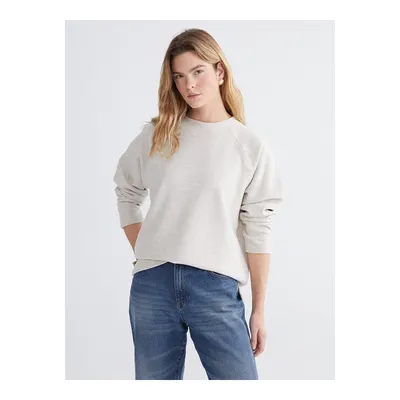 Bej Bisiklet Yaka Kadın Sweatshirt