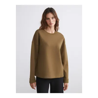 Haki Bisiklet Yaka Oversize Kadın Sweatshirt