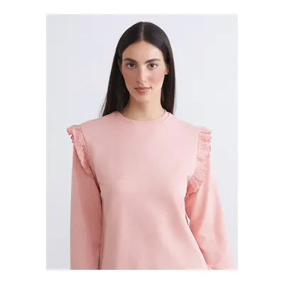 Pembe Bisiklet Yaka Kadın Sweatshirt Tunik