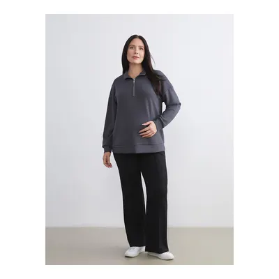 Maternity Siyah Beli Lastikli Karın Panelli Hamile Eşofman Altı