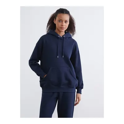KOOR SPORT Lacivert Kanguru Cepli Kadın Kalın Hoodie