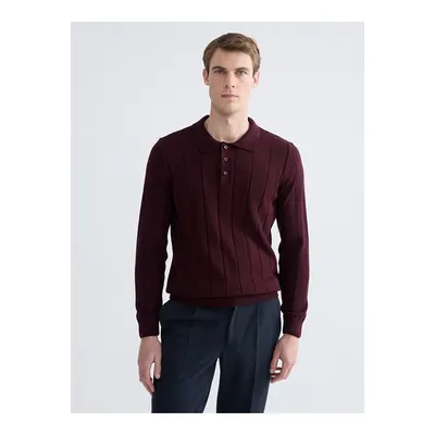 Bordo Polo Yaka Erkek Triko Kazak