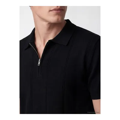 Siyah Polo Yaka Soft Touch Erkek Triko Tişört