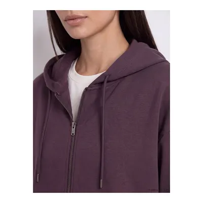 Mürdüm Soft Touch Oversize Kadın Fermuarlı Sweatshirt