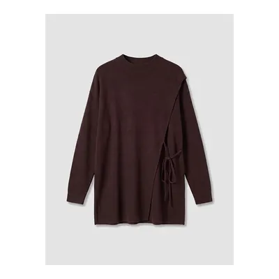 Bordo Bisiklet Yaka Kadın Triko Tunik