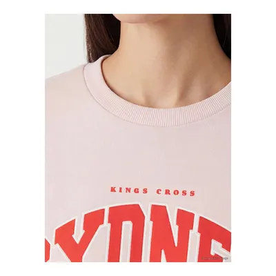 Pembe Sydney Baskılı Oversize Kadın Kalın Sweatshirt