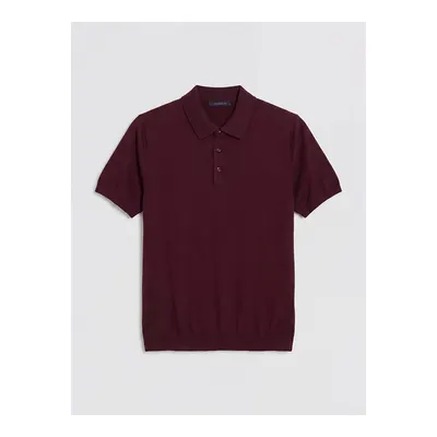 Bordo Kısa Kollu Polo Yaka Erkek Triko Kazak