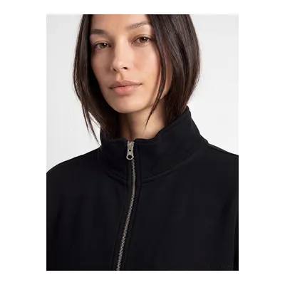 Siyah Oversize Kadın Kalın Fermuarlı Sweatshirt