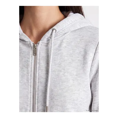 Beyaz Kalın Oversize Kadın Fermuarlı Sweatshirt