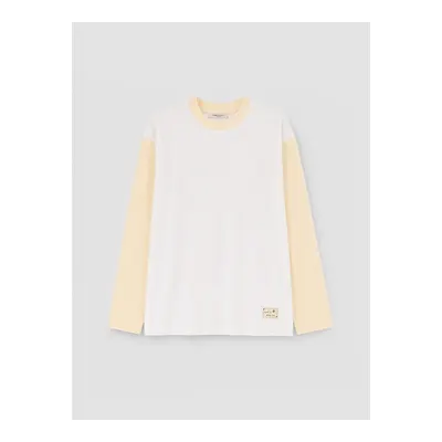 Beyaz Renk Bloklu Oversize Kadın Sweatshirt Tunik