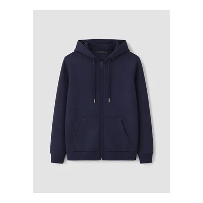 Lacivert Kapüşonlu Kadın Fermuarlı Sweatshirt