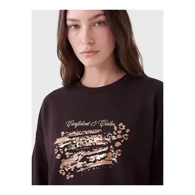 Kahverengi Soft Touch Oversize Kadın Sweatshirt Tunik