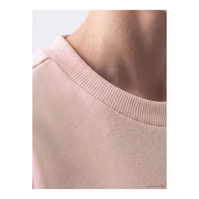 Pembe Çiçek Nakışlı Kadın Kalın Sweatshirt