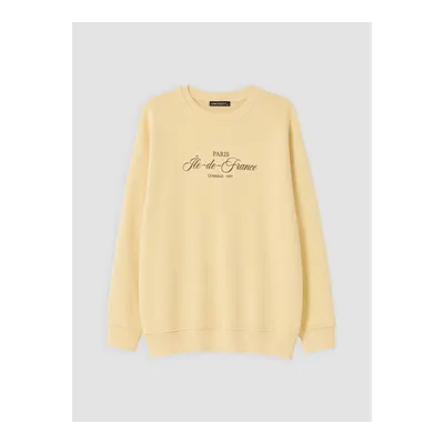 Sarı Bisiklet Yaka Kadın Sweatshirt Tunik