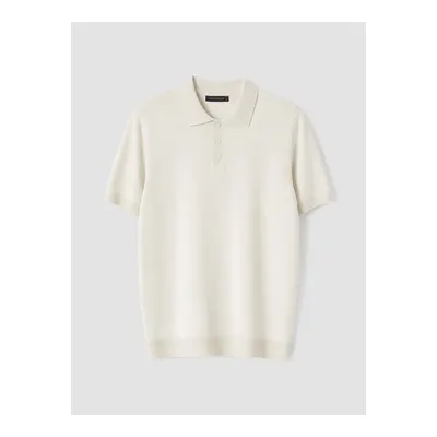 Beyaz Polo Yaka Soft Touch Erkek Triko Tişört