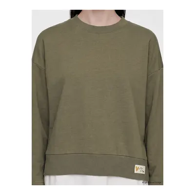 Haki Bisiklet Yaka Oversize Kadın Sweatshirt