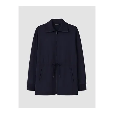 Lacivert Soft Touch Kadın Fermuarlı Sweatshirt