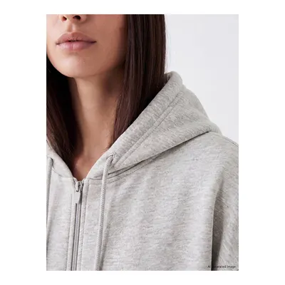 Gri Kapüşonlu Kadın Kalın Fermuarlı Sweatshirt