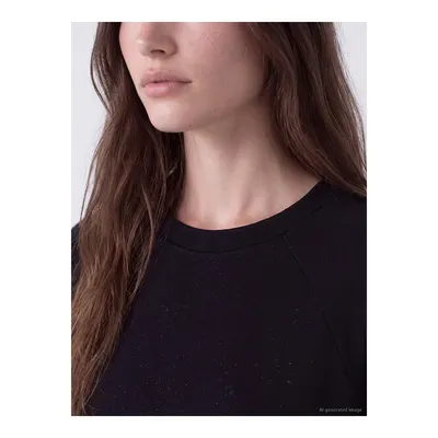 Siyah Simli Kadın Sweatshirt Tunik