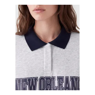 Gri Baskılı Kadın Kalın Sweatshirt Tunik