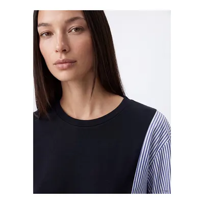 Lacivert Çizgili Kadın Sweatshirt Tunik