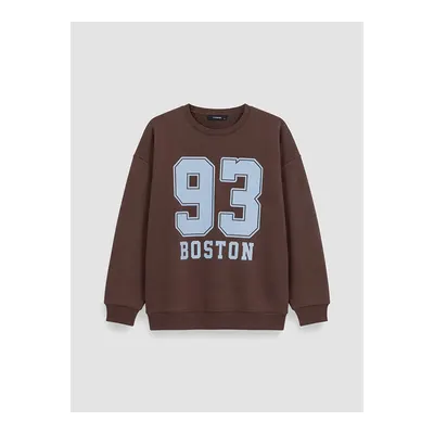 Kahverengi Oversize Kadın Kalın Sweatshirt