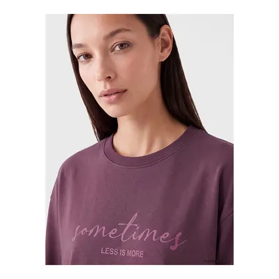 Mürdüm Baskılı Kadın Sweatshirt Tunik