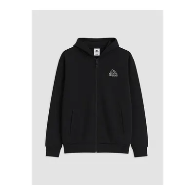 Kappa Siyah Kapüşonlu Erkek Fermuarlı Sweatshirt