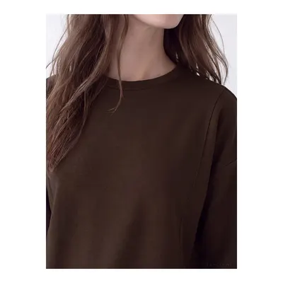 Kahverengi Soft Touch Kadın Sweatshirt Tunik