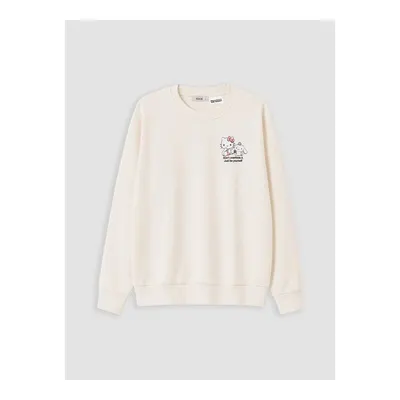 Bej Hello Kitty Kadın Kalın Sweatshirt