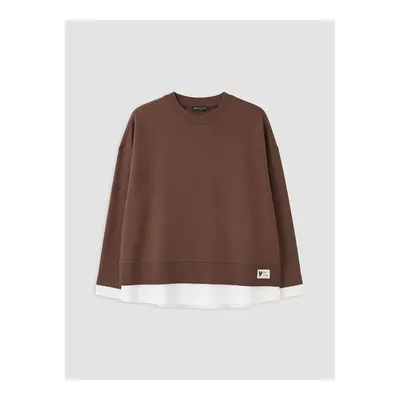 Kahverengi Oversize Kadın Sweatshirt