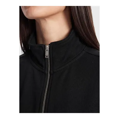 Siyah Oversize Kadın Fermuarlı Sweatshirt