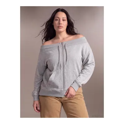 Gri Büyük Beden Kadın Fermuarlı Sweatshirt