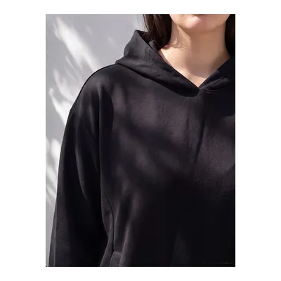 Siyah Büyük Beden Kadın Hoodie