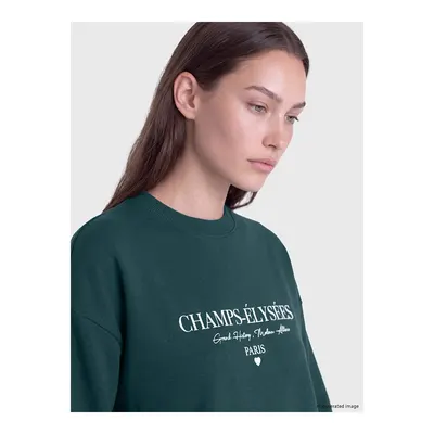 Yeşil Baskılı Kadın Kalın Sweatshirt Tunik