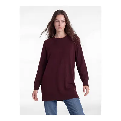Bordo Bisiklet Yaka Kadın Triko Tunik
