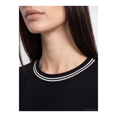 Siyah Soft Touch Çizgili Kadın Sweatshirt