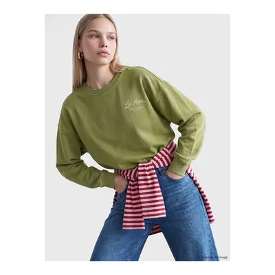Yeşil Baskılı Oversize Kadın Sweatshirt