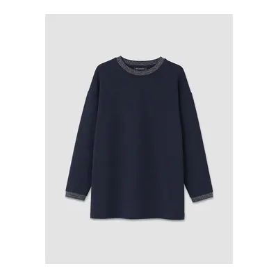 Lacivert Soft Touch Oversize Kadın Sweatshirt Tunik